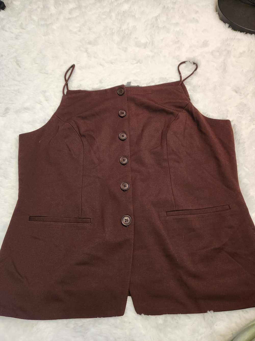 Women's Brown Button-Front Top